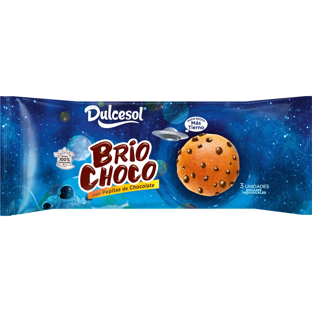 Brio Choco bizcocho con pepitas de chocolate 3 unidades bolsa 120 g