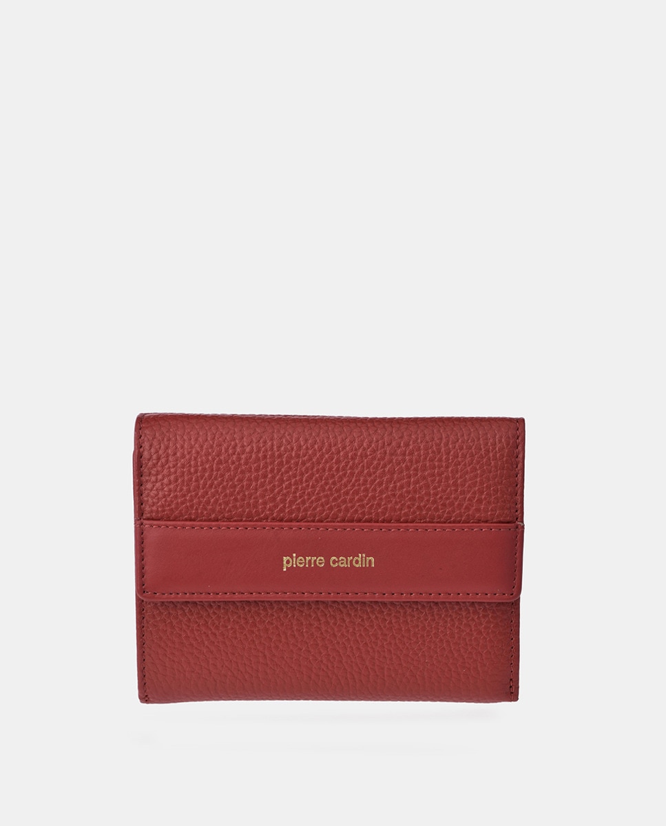 Porta-Moedas em Pele com Secção para Notas e Aba Vermelho-1