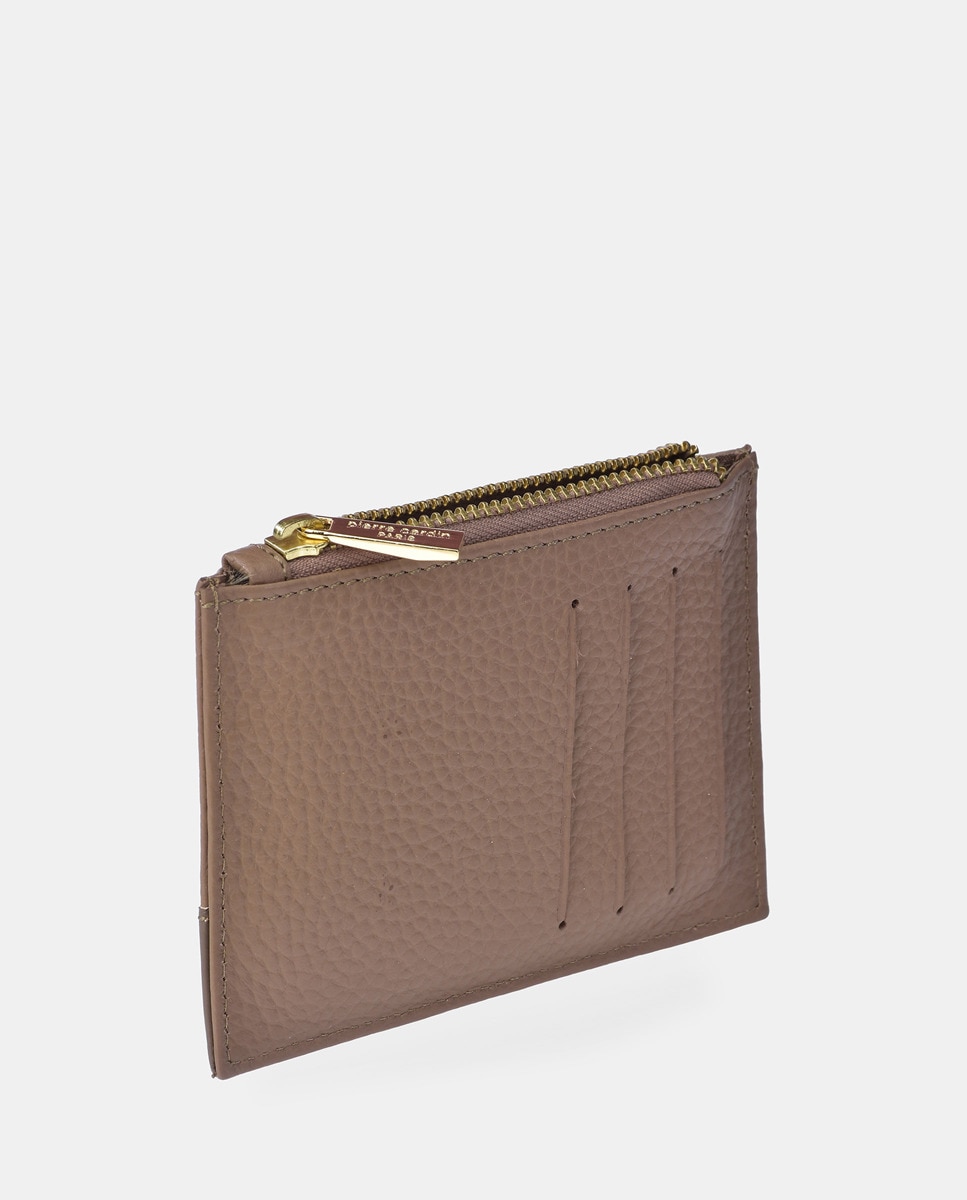 Porta-Cartões em Pele com Fecho de Correr Camel-4