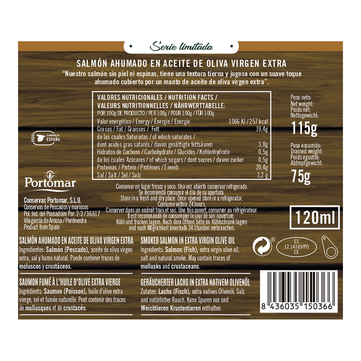 Salmón ahumado en aceite de oliva virgen extra El Pescador de Arosa 2