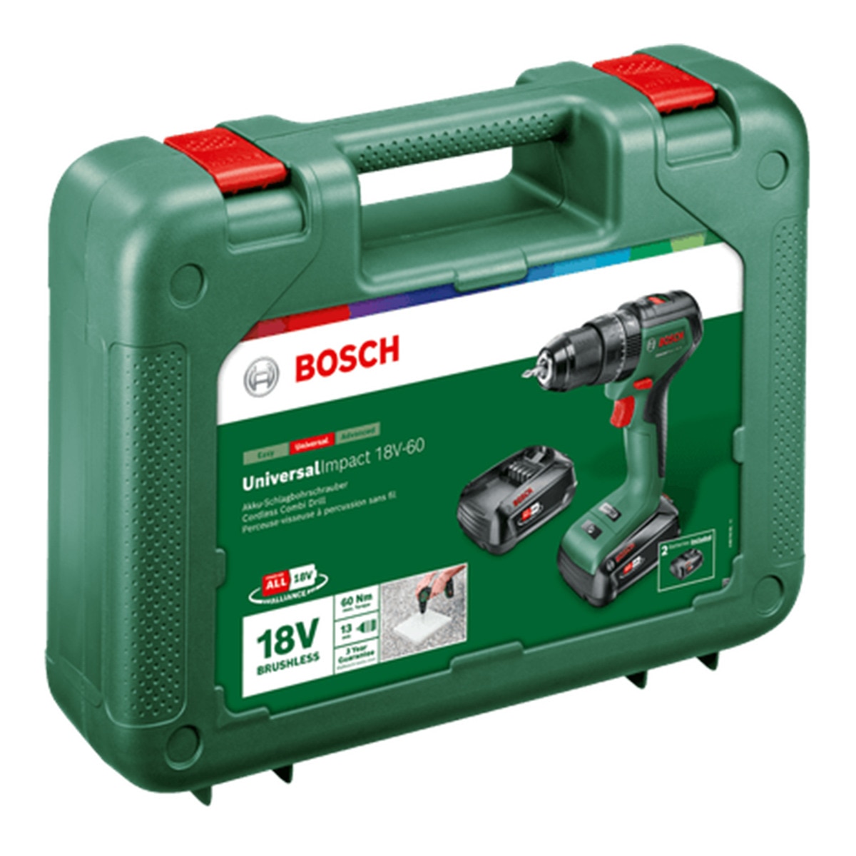 Taladro Percutor a Batería Universal Impact 18 V con 2 BateríasPower For All Verde / Negro-2