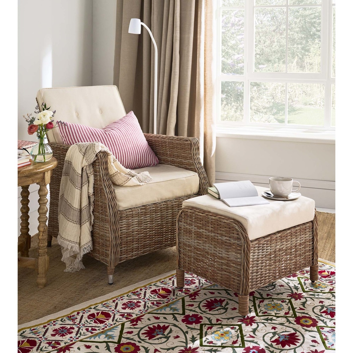 Poltrona de jardim reclinável com repouso para os pés Le Mans El Corte Inglés Champanhe-7