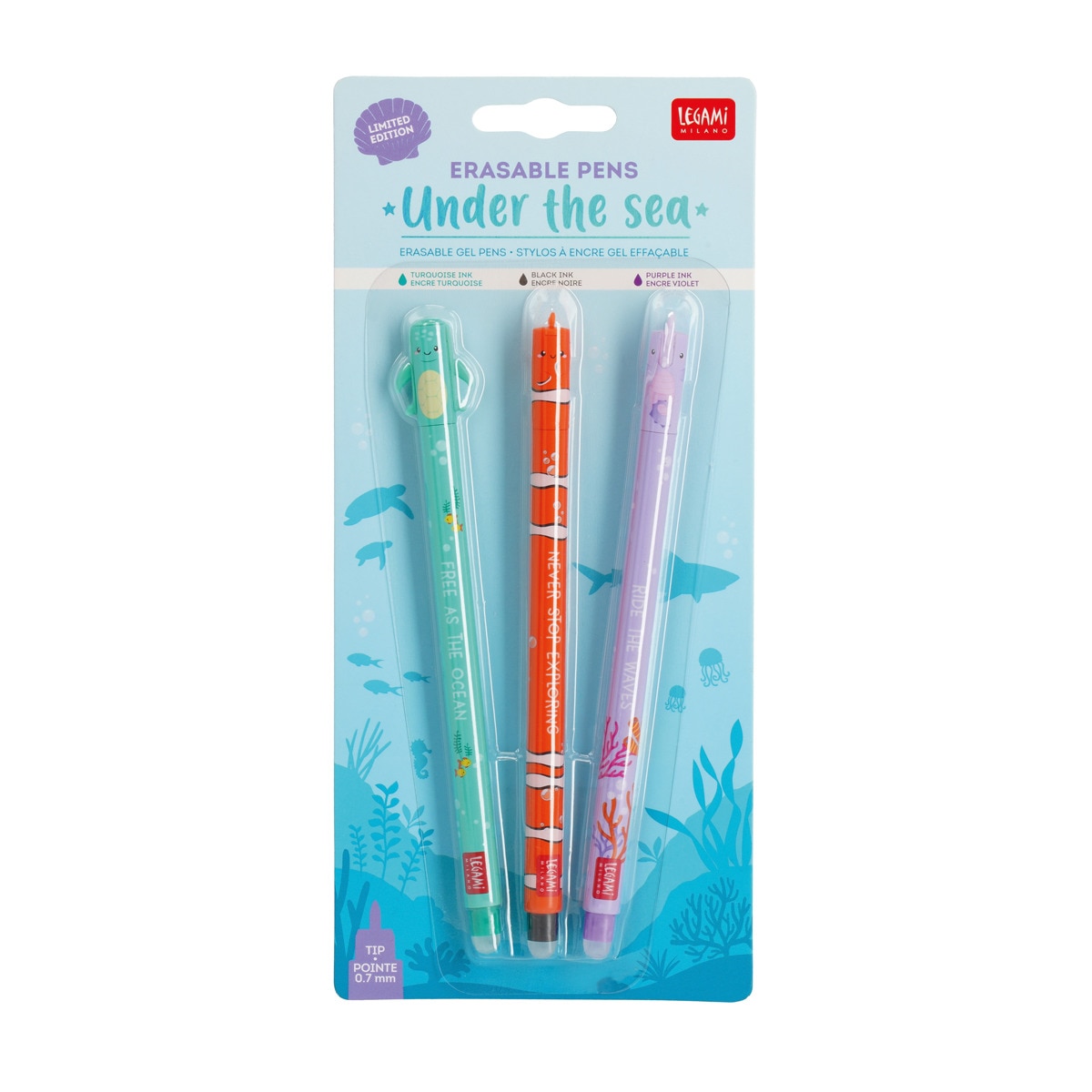 Conjunto 3 Canetas Apagáveis Legami Under The Sea 2