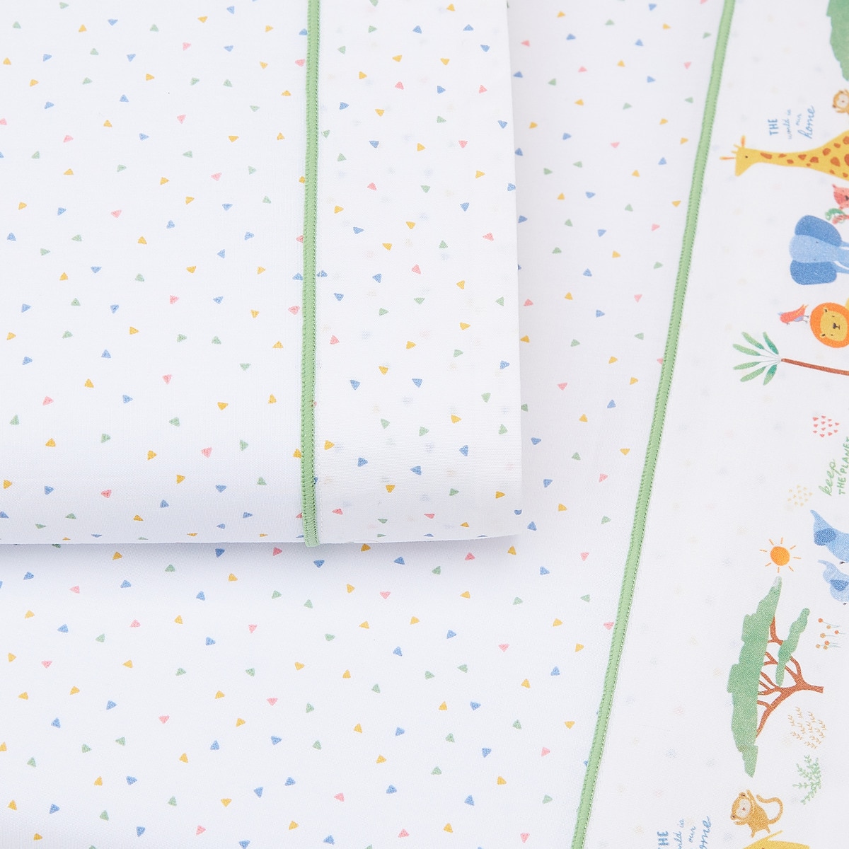 Conjunto de Lençóis Jungle 2 Peças com Rebordo Decorativo (Disponível em Várias Medidas) Multicolor-2