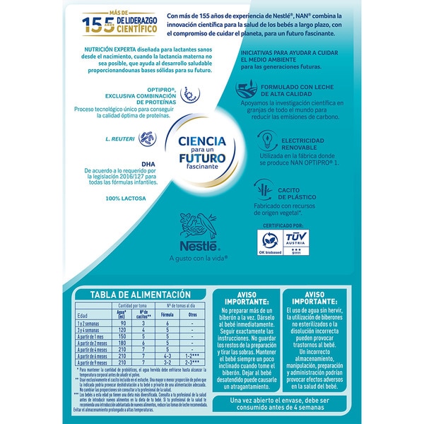 1 Optipro Milchpulver für Säuglinge ab dem ersten Lebenstag Maxi-Format Box 1,2 kg ohne Palmöl