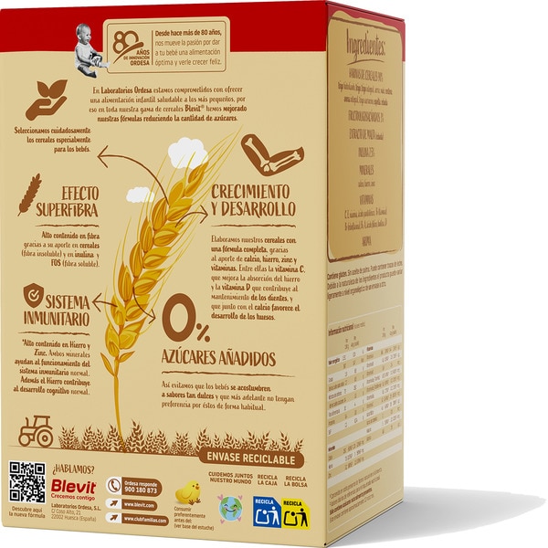 Superfibra 8-Korn-Instantbrei 0 % Zuckerzusatz ab dem 5. Monat Box 500 g