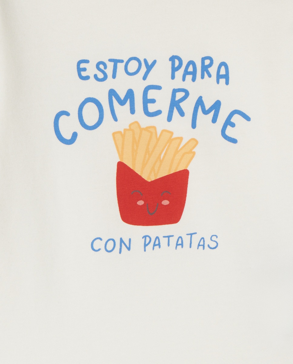 Body de Bebé com Frase "Estoy para Comerme" Branco-marfim-3