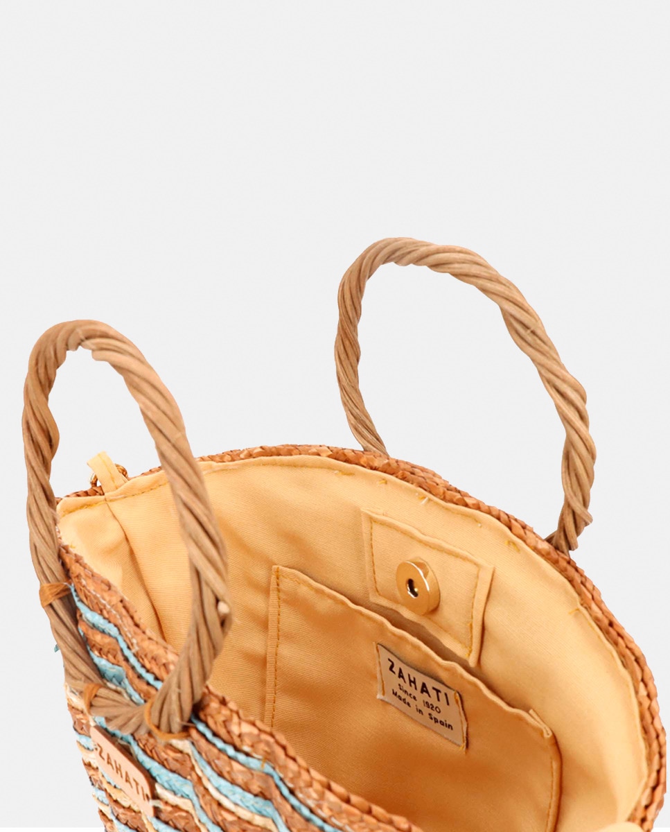 Cesta Mini Shelly de Palha e Vime com Etiqueta Castanho-3