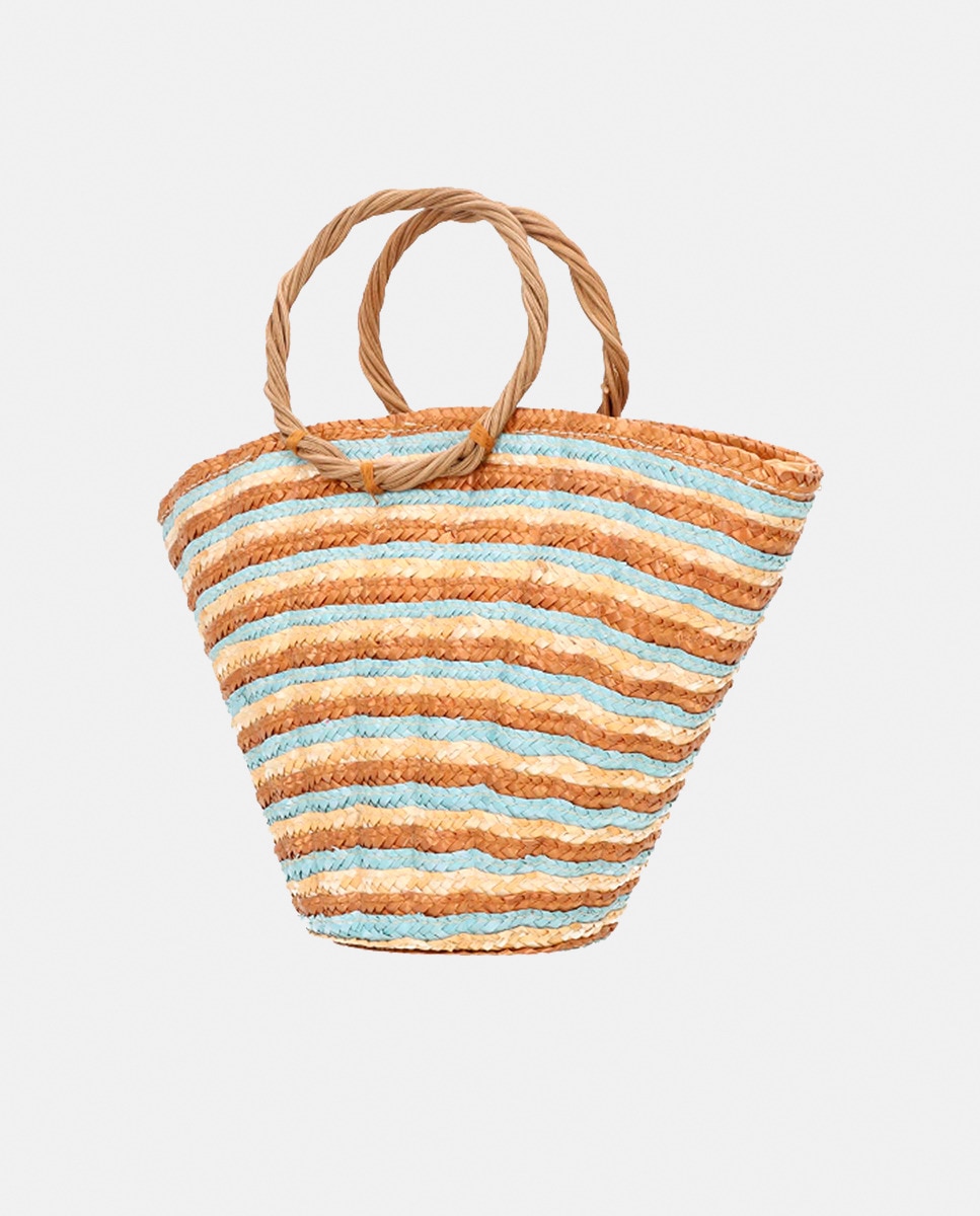 Cesta Mini Shelly de Palha e Vime com Etiqueta Castanho-2