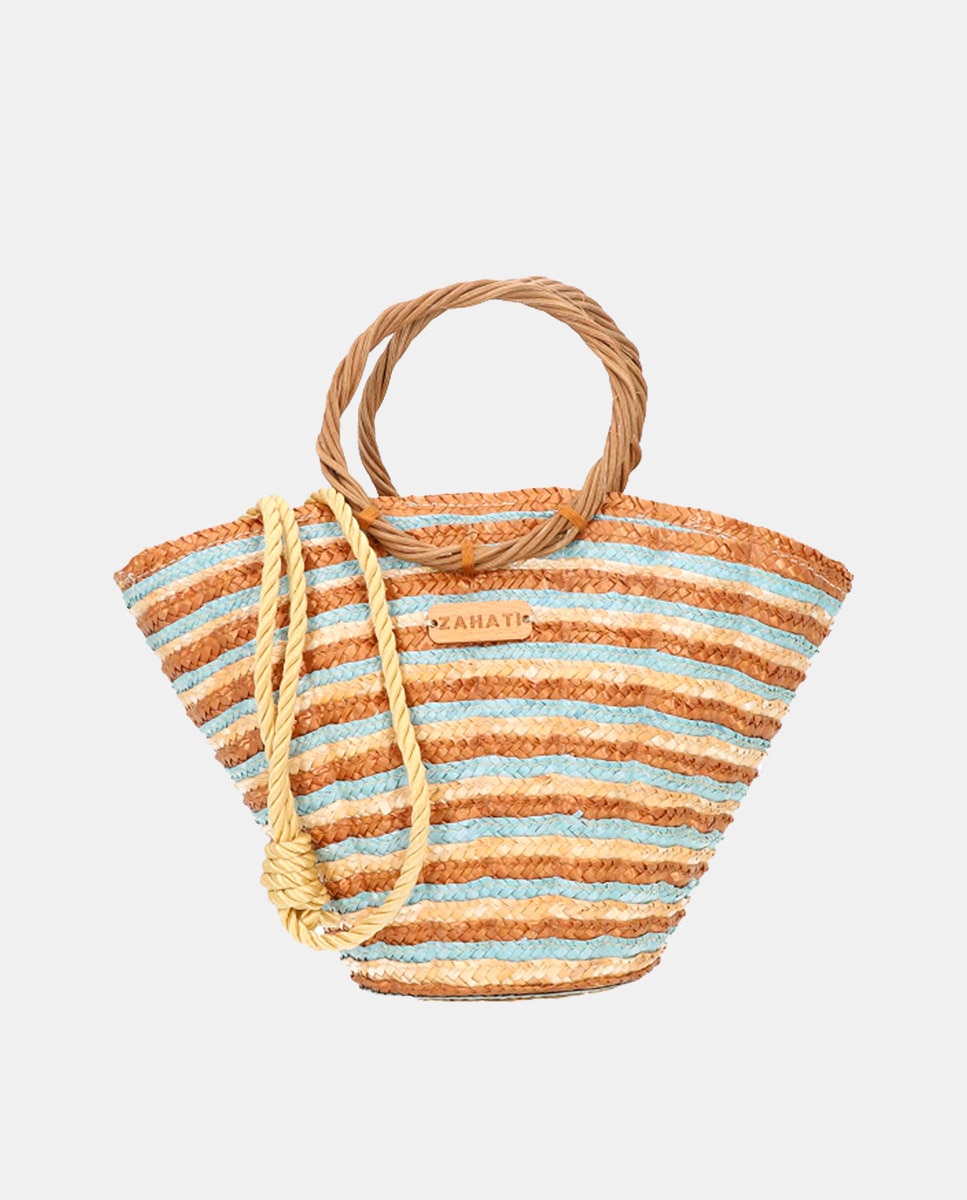 Cesta Mini Shelly de Palha e Vime com Etiqueta Castanho-1