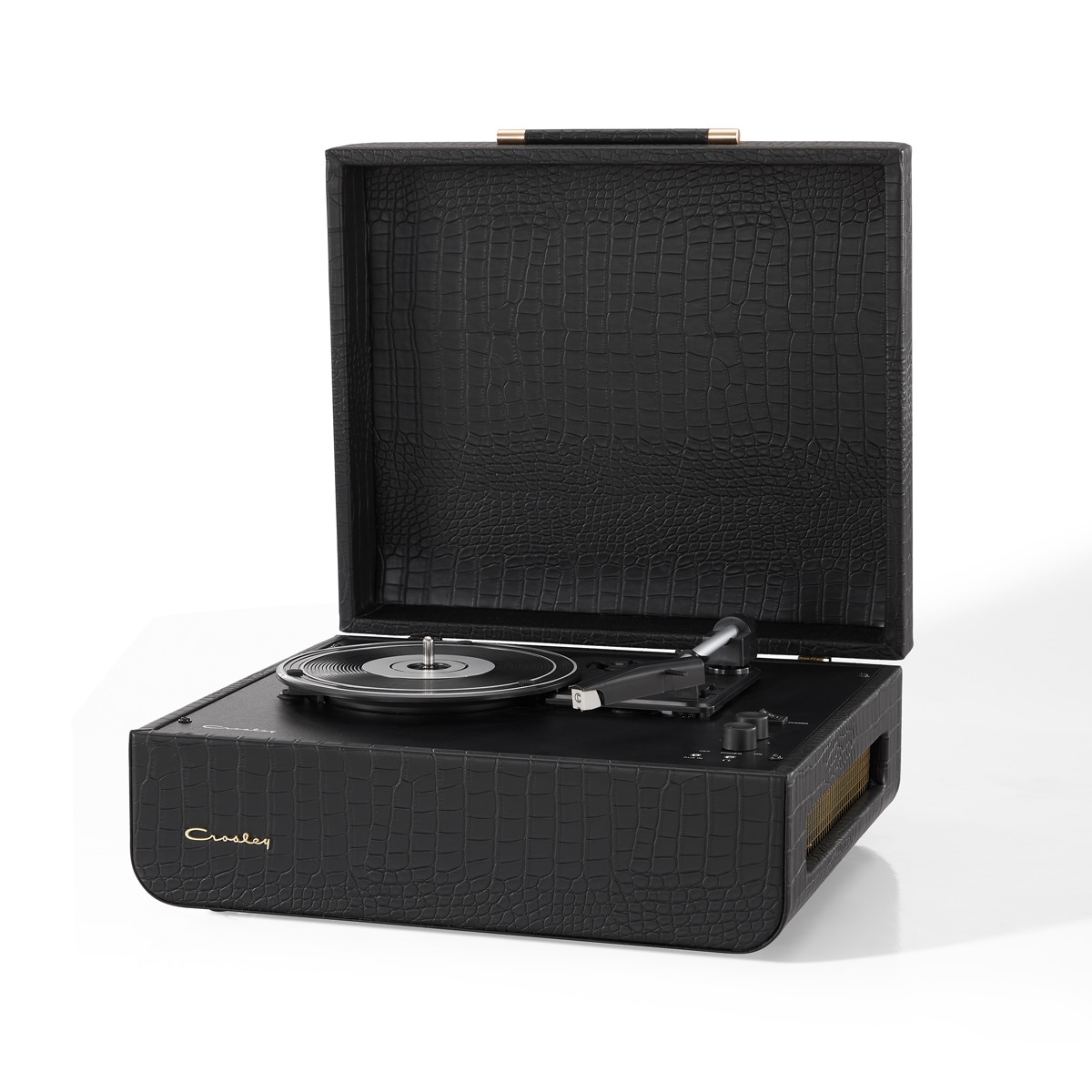 Tocadiscos Crosley Mercury acabado simil cocodrilo negro 2