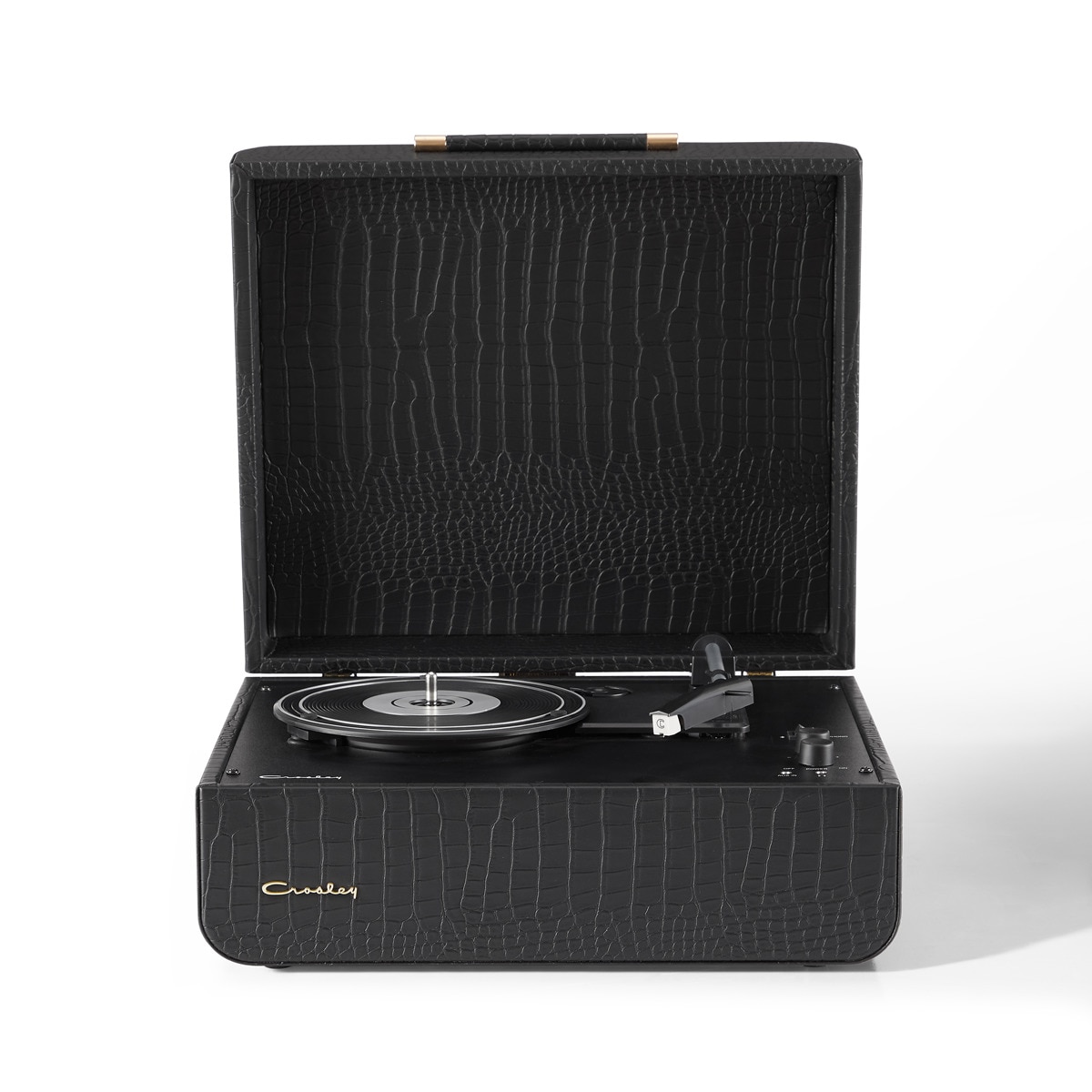 Tocadiscos Crosley Mercury acabado simil cocodrilo negro 1