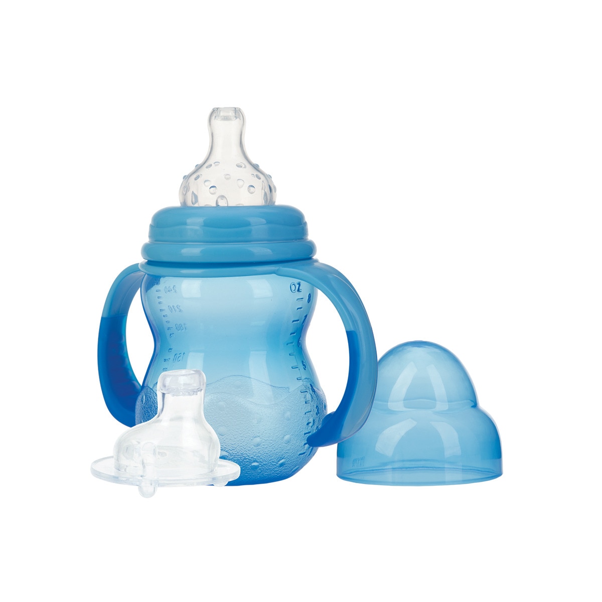 Biberón de entrenamiento con tetina y boquilla Azul-1