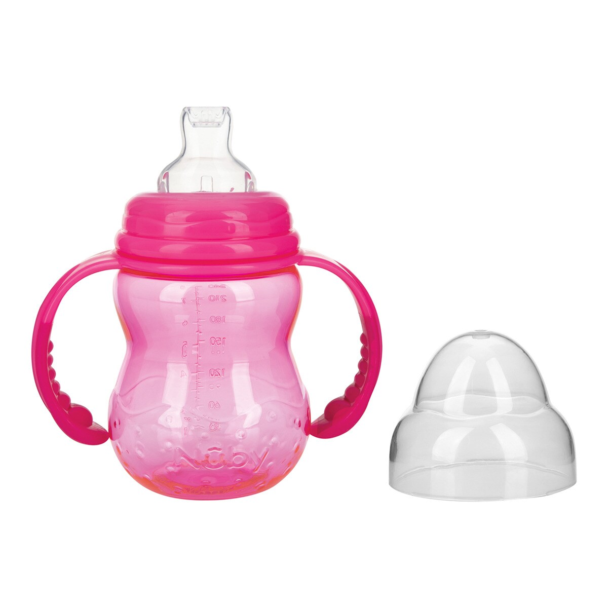 Nûby - Biberón de entrenamiento hecho con Tritan™ con boquilla - cuello ancho Rosa-1