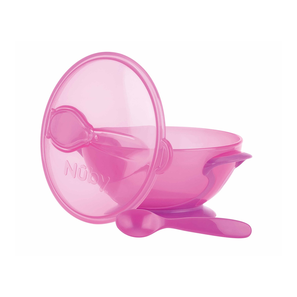 Imagen 0 de Bol con ventosa Nuby con Cuchara y Tapa (6 M+) rosa