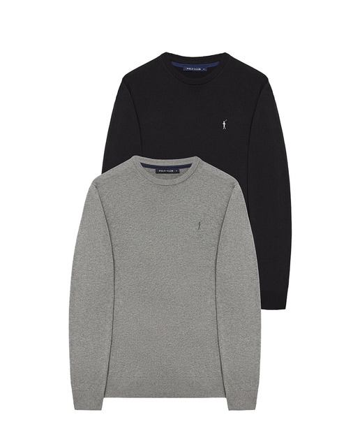 Imagen 0 de Pack de dos Jerseis básicos de cuello redondo negro y gris vigoré con logo bordado