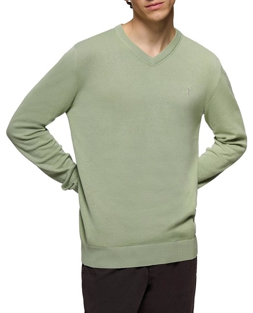 Imagen 0 de Jersey básico de cuello de pico verde jade con logo Rigby Go