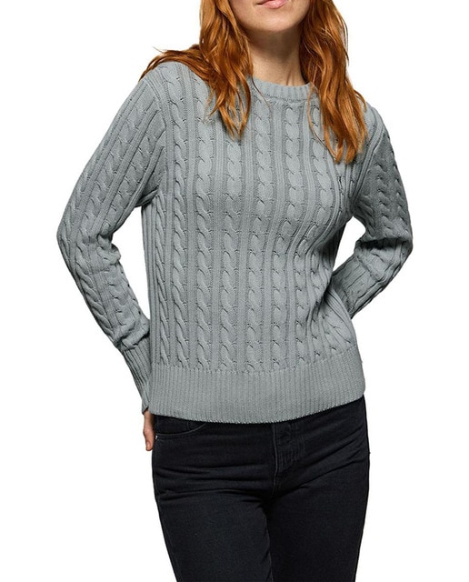 Imagen 0 de Jersey trenzado azul grisáceo de punto de ochos con bordado Rigby Go