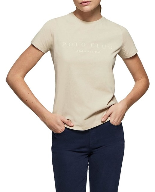 Imagen 0 de Camiseta beige con print icónico Polo Club