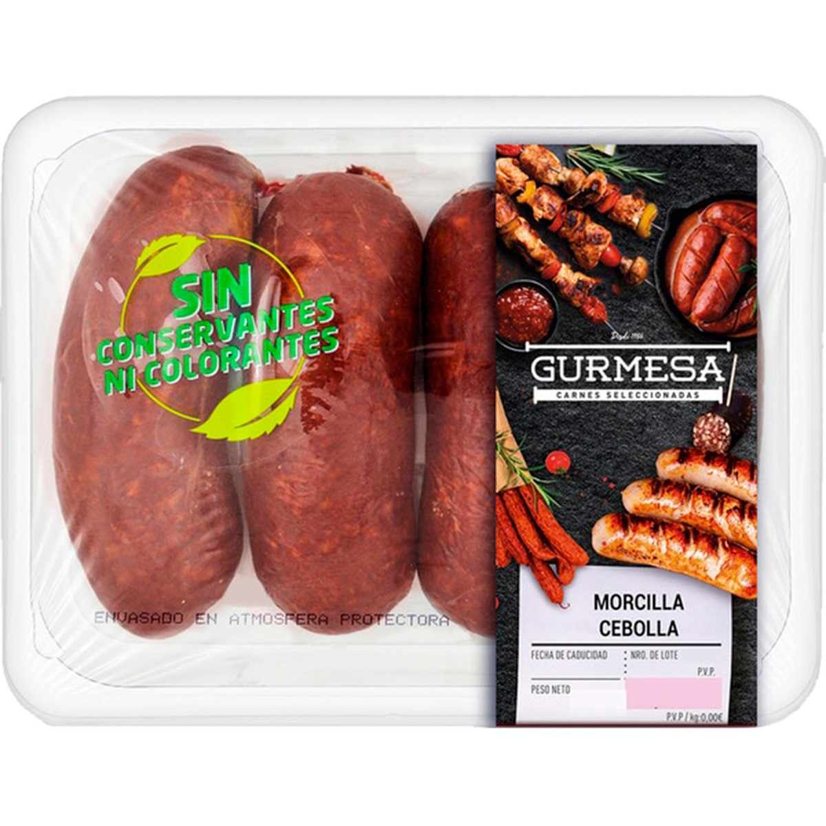 Morcela Pincho com Cebola  Peso Aproximado cuvete 420 g