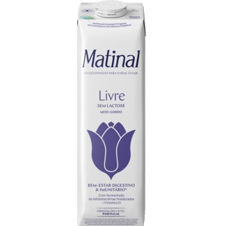 Leite sem Lactose Meio-Gordo Livre embalagem 1 L - Matinal