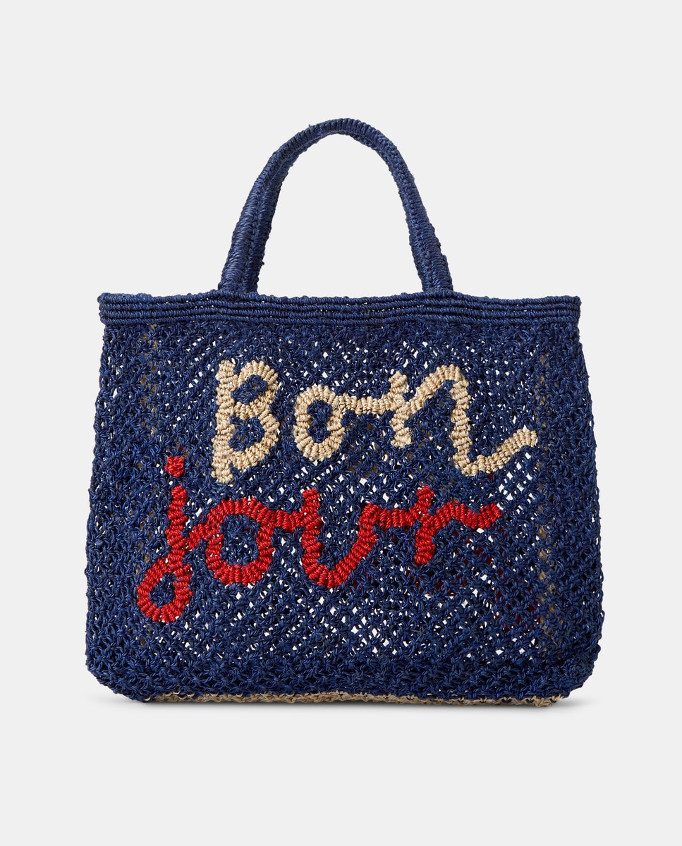 Bolso pequeño modelo BON JOUR WORD BAG en azul de The Jacksons