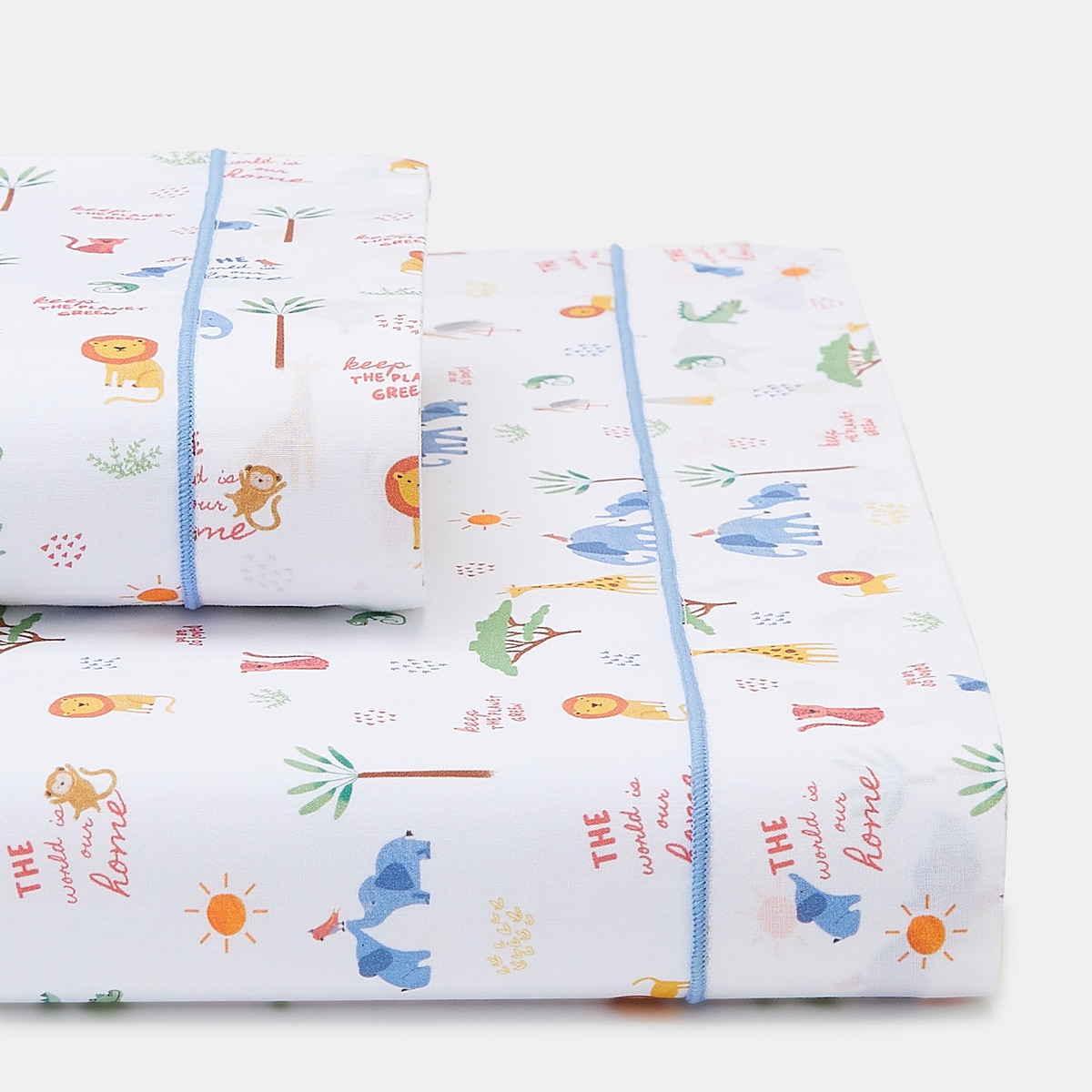 Conjunto de Lençóis Jungle 2 Peças Estampado (Disponível em Várias Medidas) Multicolor-1