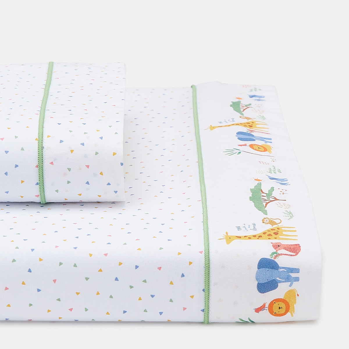 Conjunto de Lençóis Jungle 2 Peças com Rebordo Decorativo (Disponível em Várias Medidas) Multicolor-1