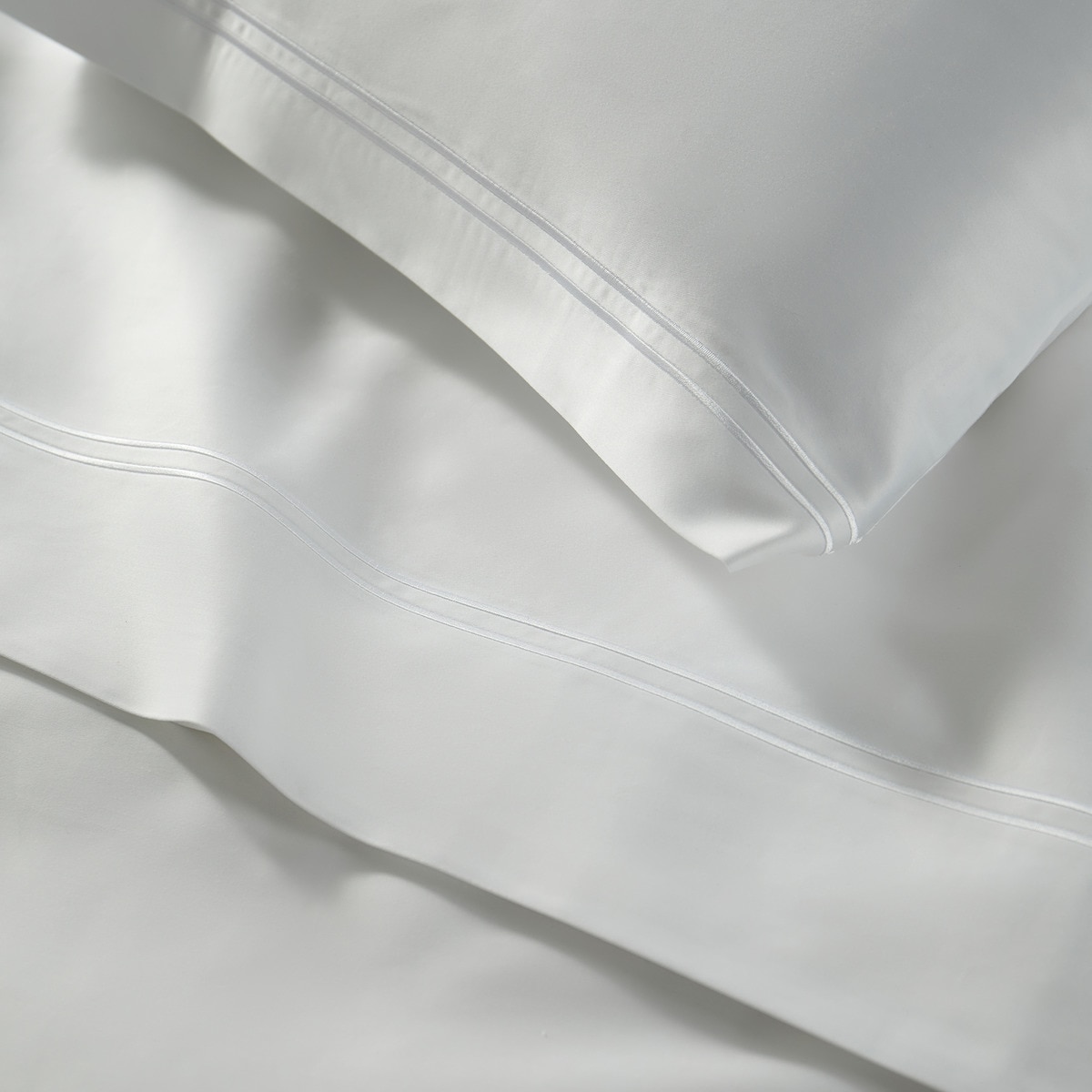 Conjunto de Lençóis de Algodão Egípcio e Cetim - 1000 Fios Branco-3