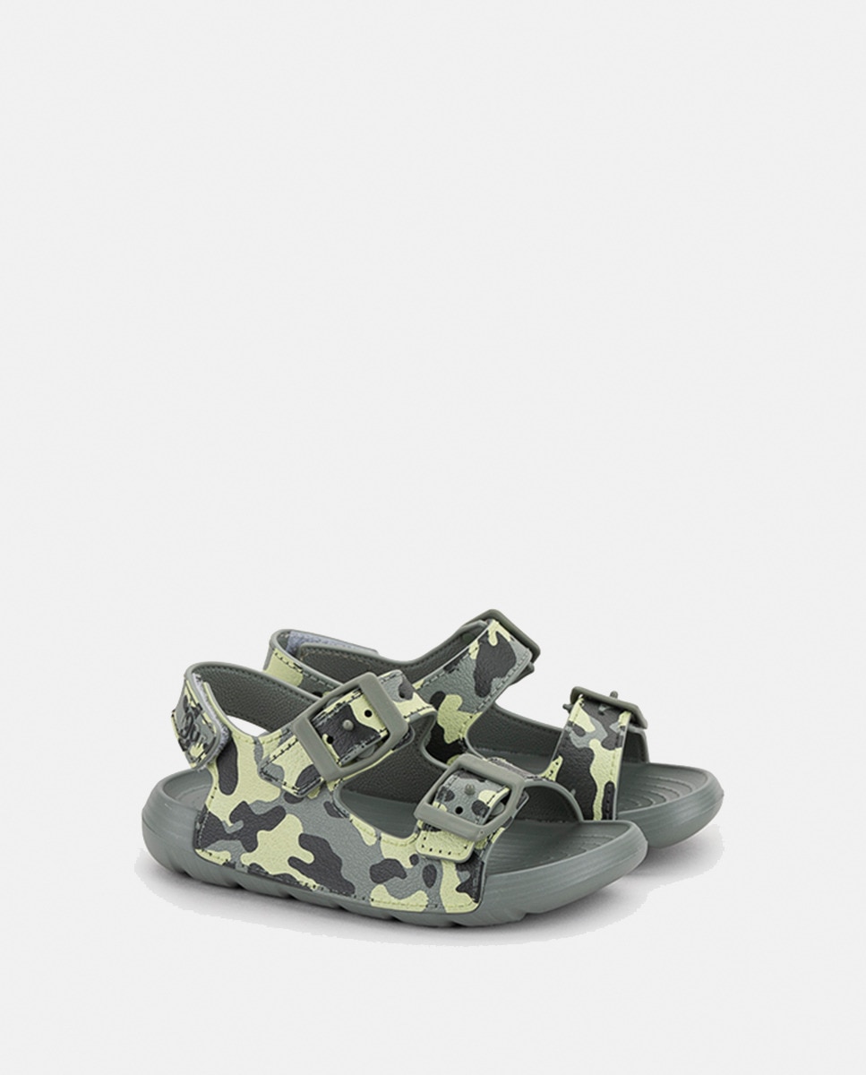 Sandálias Abertas Bio com Estampado Camo Verde-4