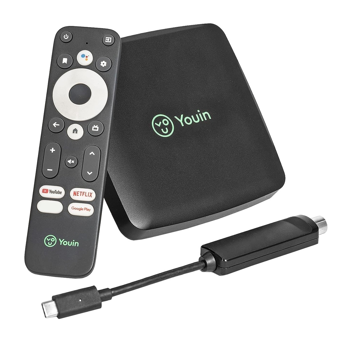 Receptor Youin You-Box T2, Android TV, sintonizador TDT integrado, Asistente de Google & Chromecast built-in Negro-1