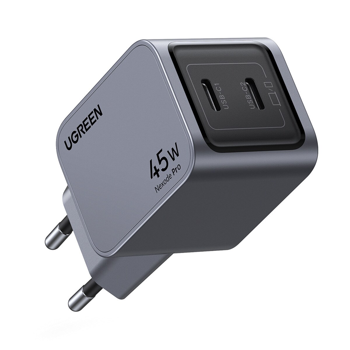 Cargador USB-C UGREEN Nexode Pro 45W GaN, 2 puertos USB C GaN con carga rápida Gris-2