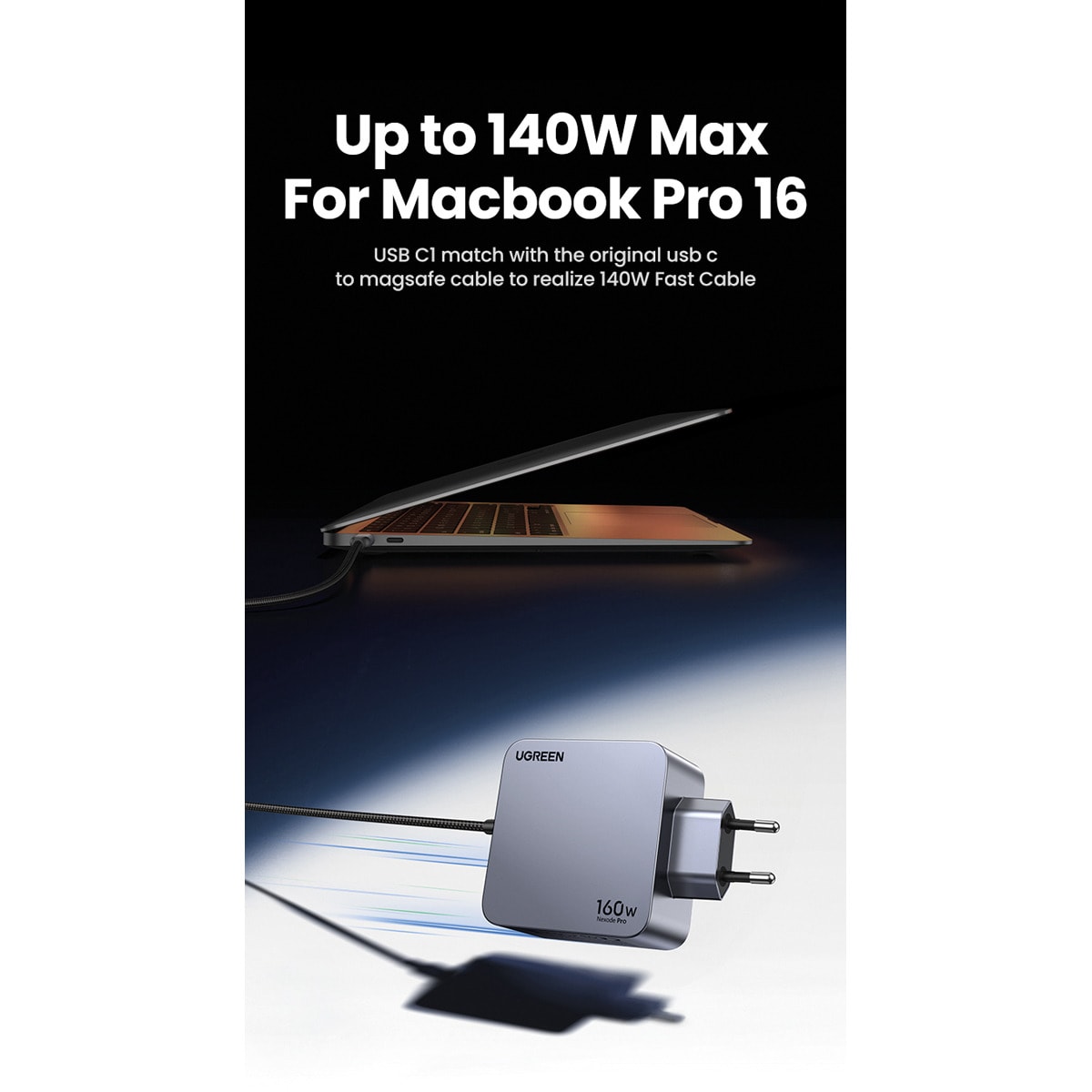 Cargador USB-C UGREEN Nexode Pro 160W GaN, 4 puertos con carga rápida Gris-3
