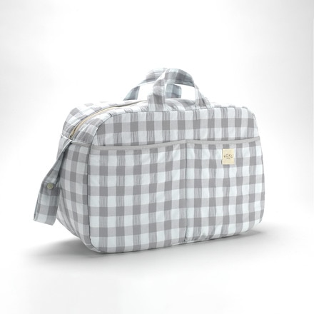 Bolso de maternidad cuadro vichy Gris Blanco · Koku Baby · El