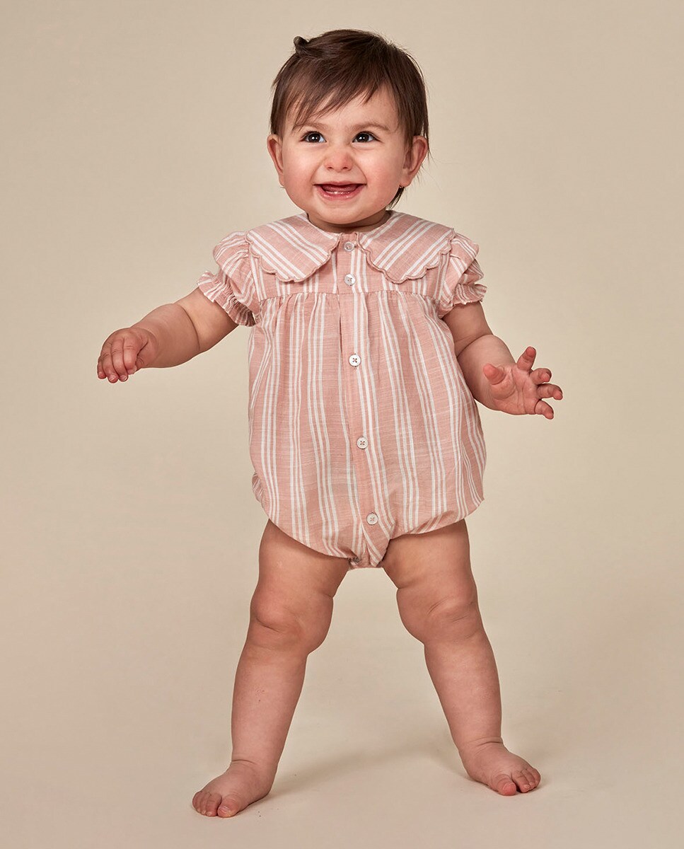 Pijama Curto às Riscas - Bicolor Nude-1