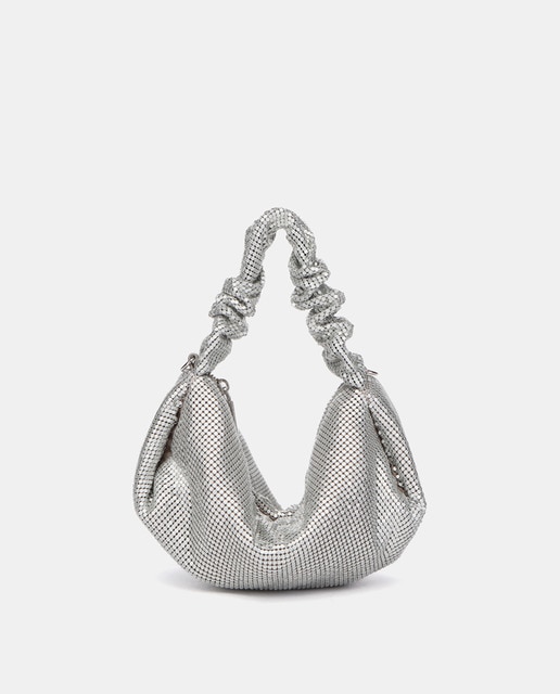 Imagen 0 de Bolso de mano de malla metálica en plateado