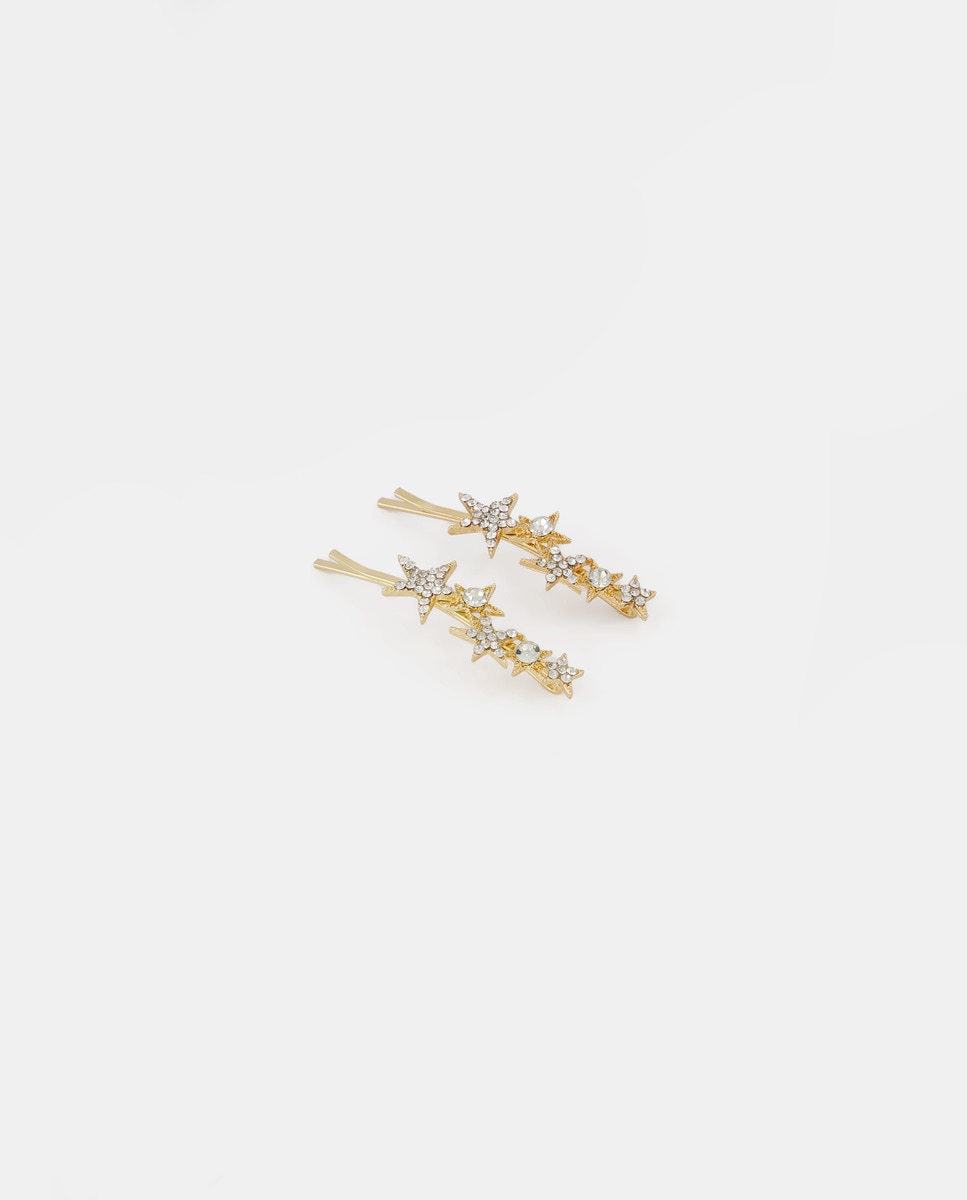 Gancho com Estrelas de Strass Ouro-1