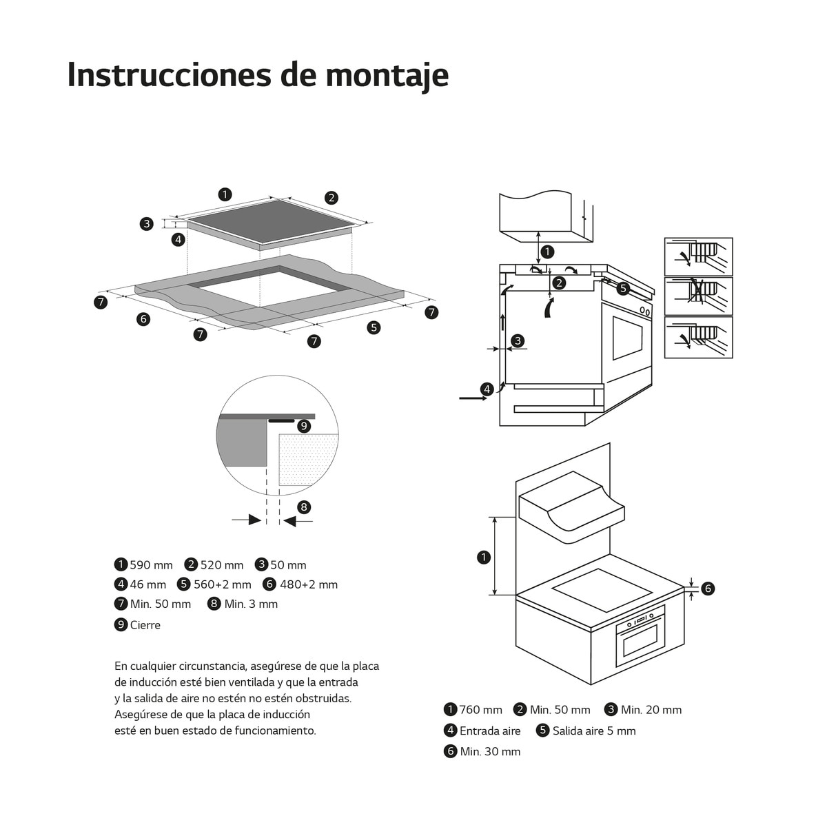 Placa de inducción LG 2 zonas +1 flex, 59 cm - CBIZ2435B Negro-11