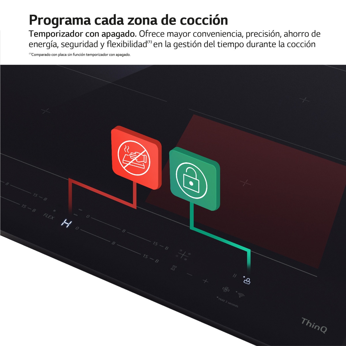 Placa de inducción LG 2 zonas +1 flex, 59 cm - CBIZ2435B Negro-8