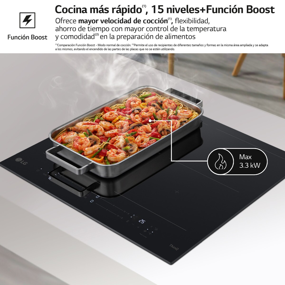 Placa de inducción LG 2 zonas Flex, 59 cm - CBIZ2437B Negro-6