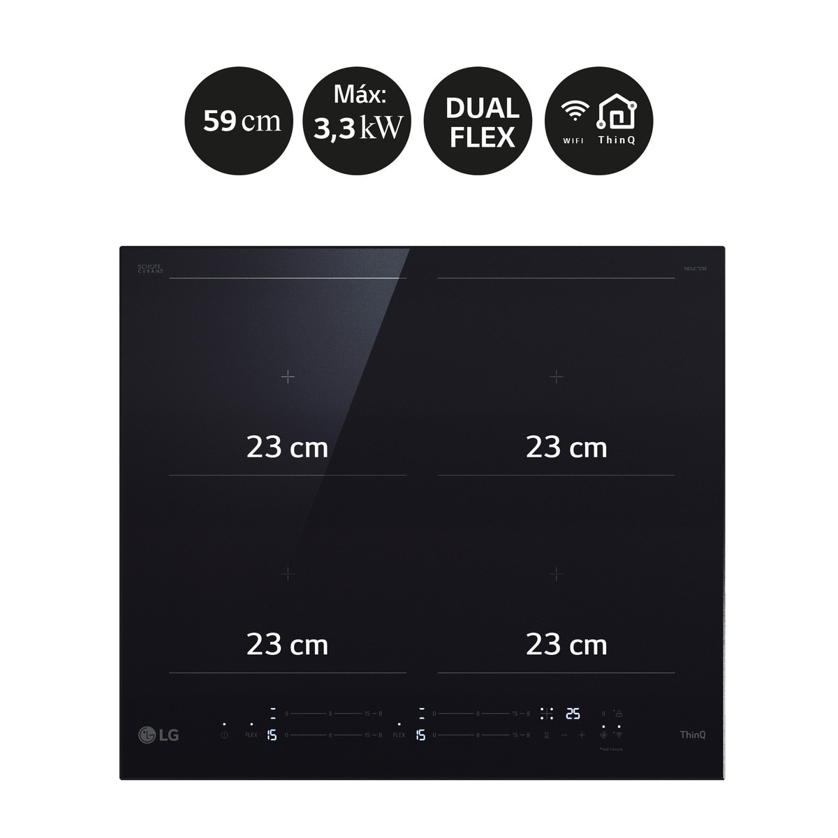 Placa de inducción LG Dual Flex - CBIZ2437B Negro-5