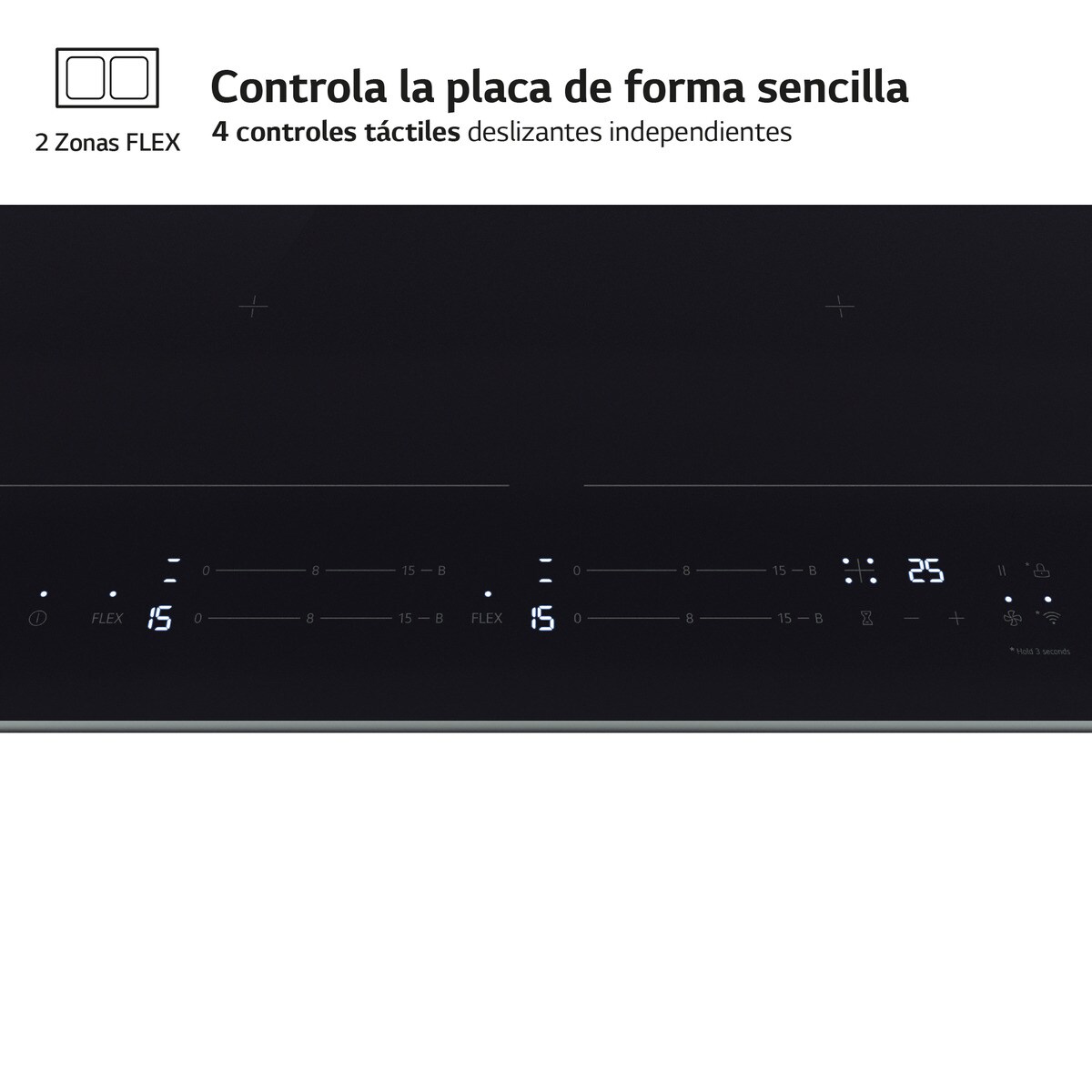 Placa de inducción LG 2 zonas Flex, 59 cm - CBIZ2437B Negro-4