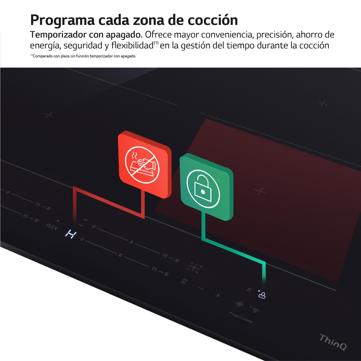 Placas de inducción LG con 1 zona 28 cm + 1 zona flex, 59 cm  -  CBIZ2432B Negro-7