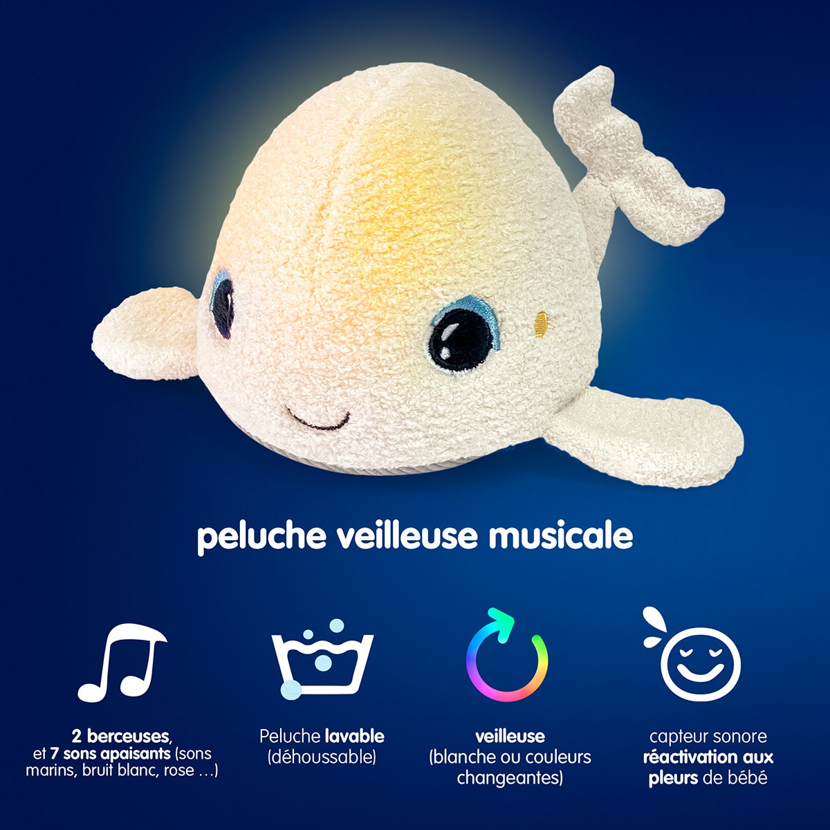 Peluche de Baleia com Luz Bege-13