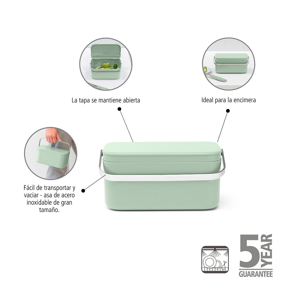 Recipiente para resíduos orgânicos Sink Side Brabantia Esmeralda-5