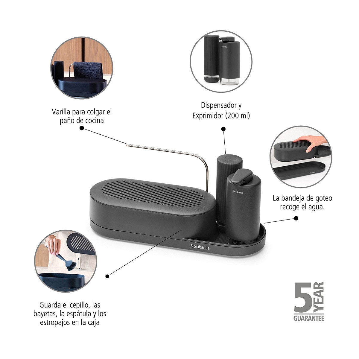 Organizador para Lava-loiça + Utensílios SinkSide Grafite-6