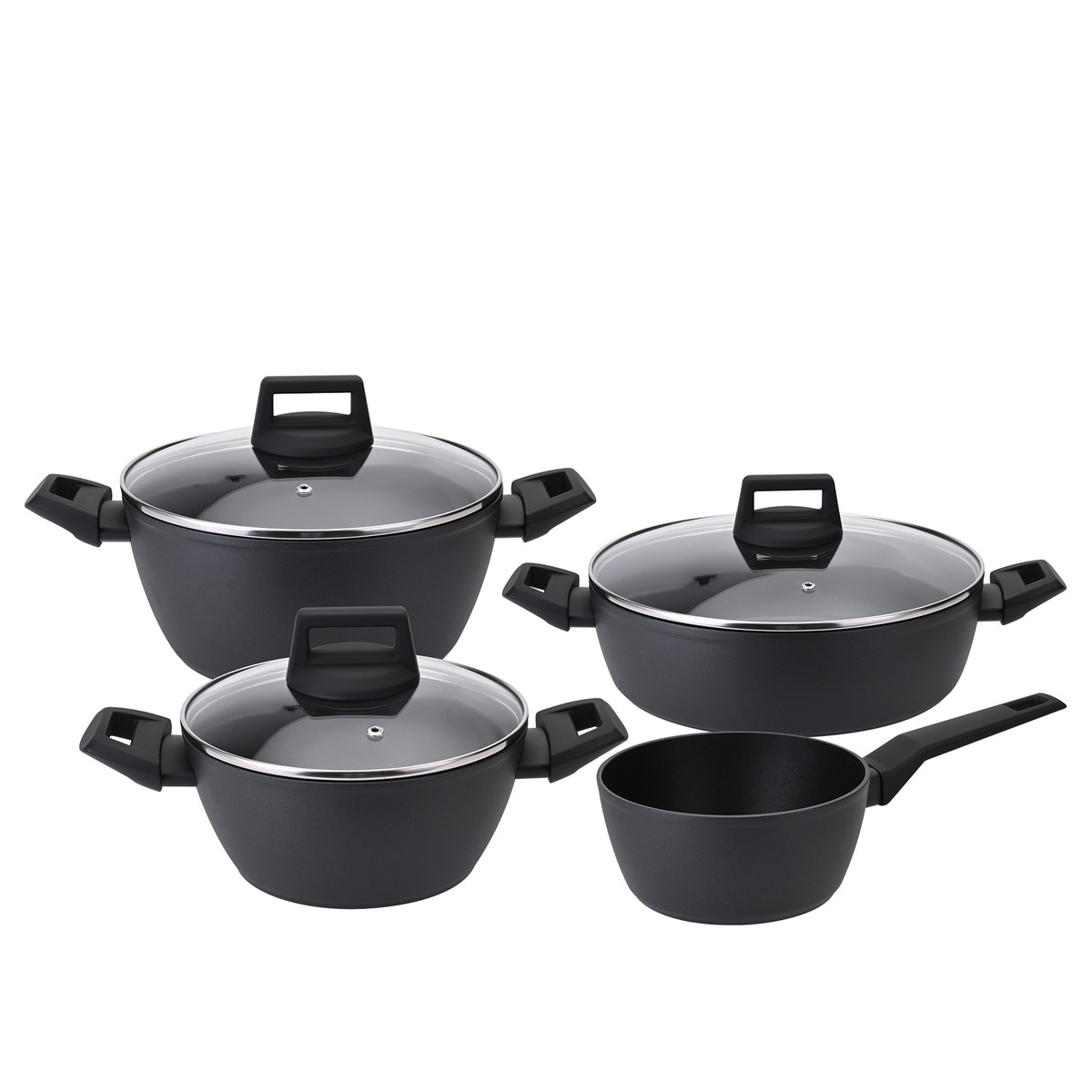 Trem de Cozinha de 4 Peças de Alumínio Forjado com Efeito Pedra Preto-3