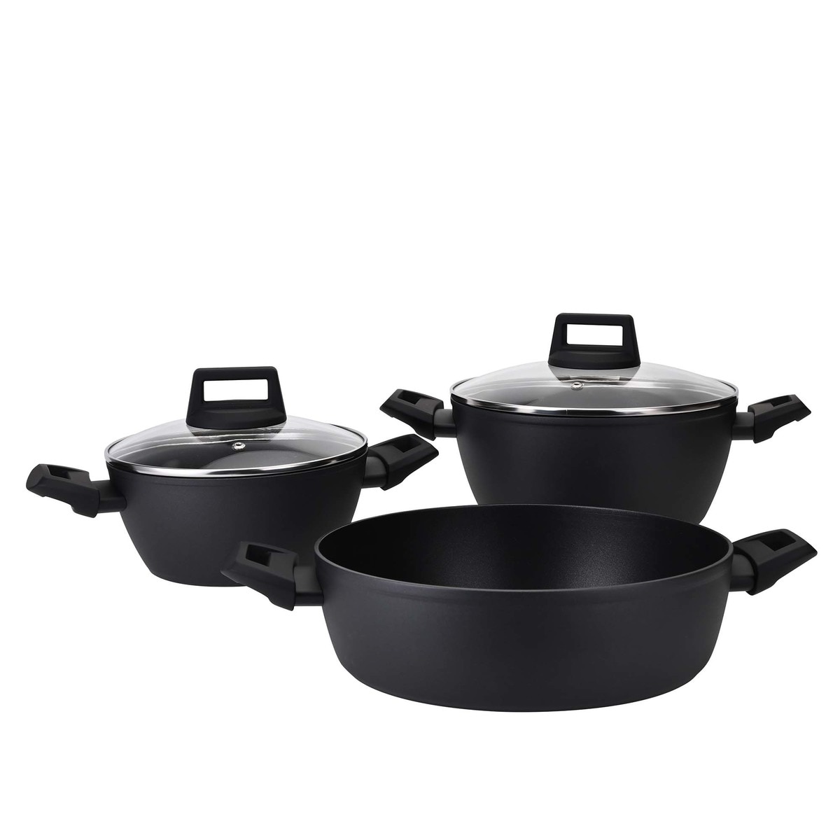 Trem de Cozinha de 4 Peças de Alumínio Forjado com Efeito Pedra Preto-2
