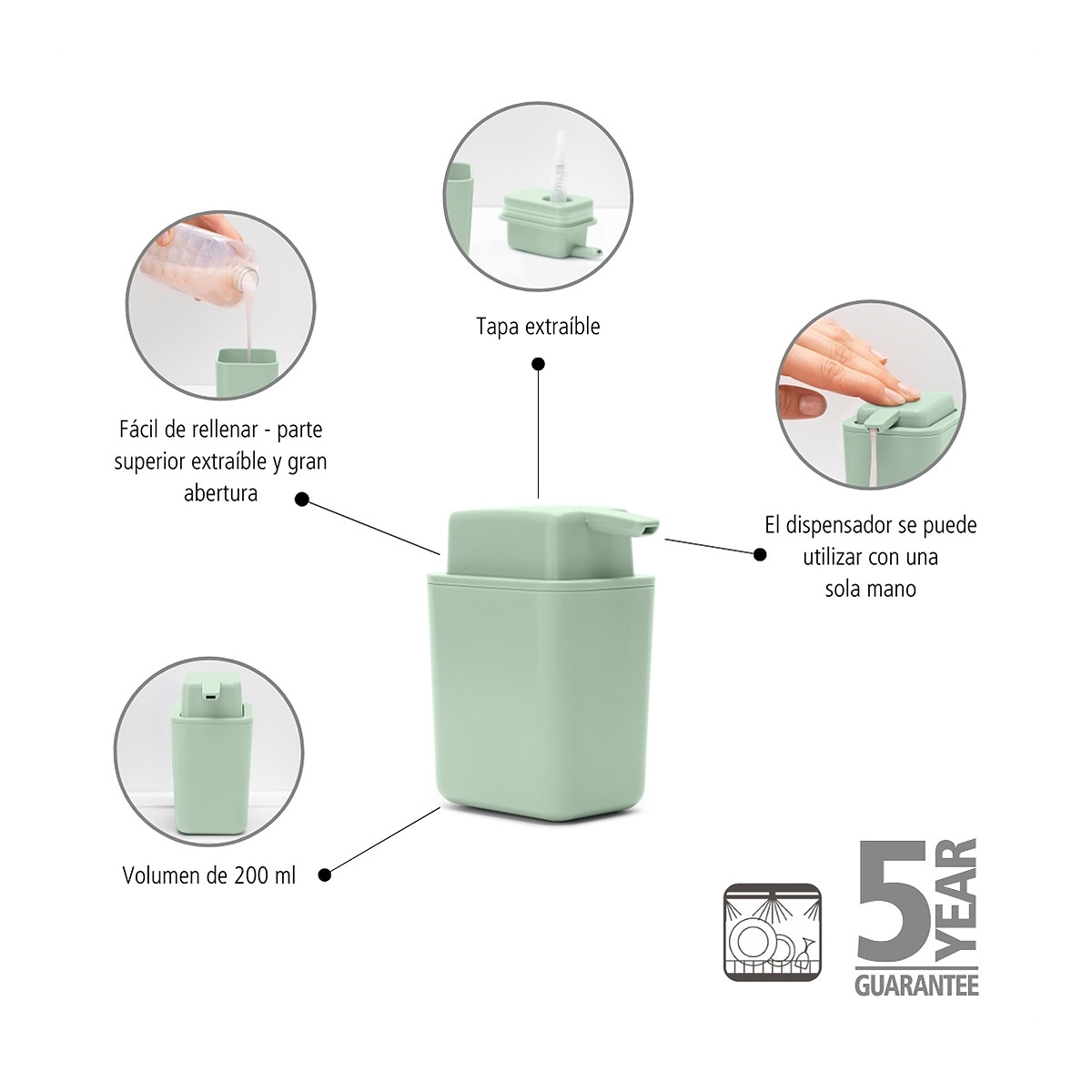 Dispensador de Sabão SinkSide Verde-menta-5