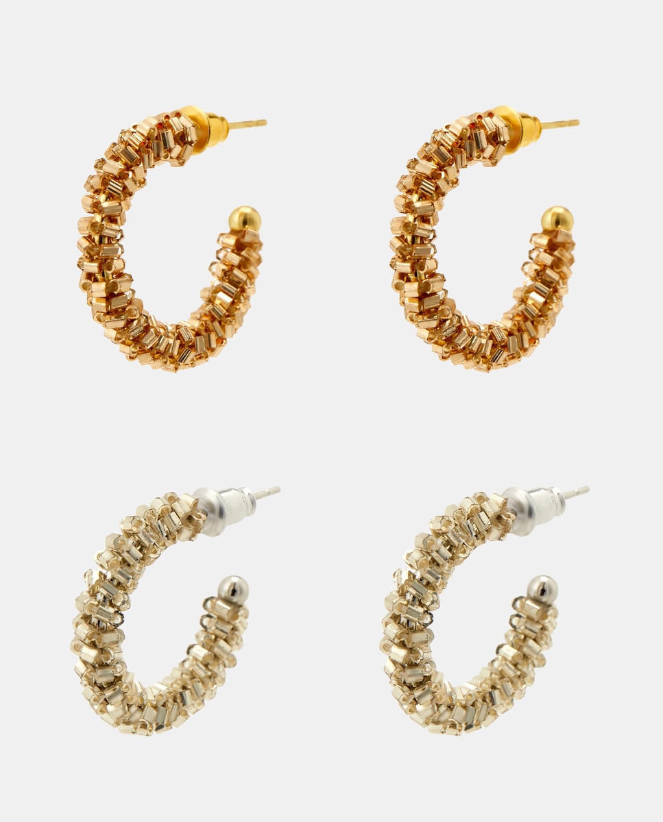 Pack de 2 Argolas com Cristais 390 Ouro-1